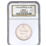1938 New Rochelle Half Dollar NGC MS65
