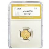 1996 1/10oz $5 Gold Eagle PGA MS70