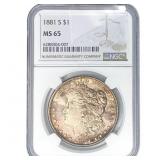 1881-S Morgan Silver Dollar NGC MS65