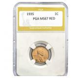 1935 Wheat Cent PGA MS67 RED