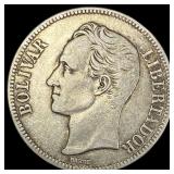 1935 Venezuela 1 Silver Bolivar NEARLY UNCIRCULATE