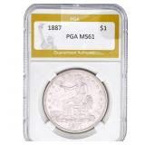 1887 Silver Trade Dollar PGA MS61