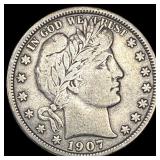 1907-S Silver Barber Half Dollar LIGHTLY CIRCULATE