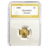 1996 1/10oz $5 Gold Eagle PGA MS70