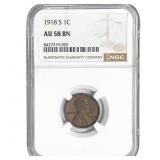 1918-S Wheat Cent NGC AU58 BN