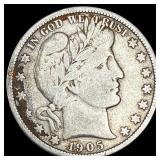 1905-S Silver Barber Half Dollar NICELY CIRCULATED