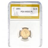 1891 $2.50 Gold Quarter Eagle PGA MS63 PL
