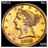 1842-D Sm Dt $5 Gold Half Eagle UNCIRCULATED