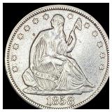 1858 Seated Liberty Half Dollar CLOSELY UNCIRCULAT