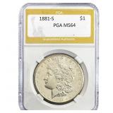 1881-S Morgan Silver Dollar PGA MS64