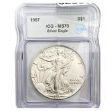 1987  ICG MS70 $1 Silver 1OZ SE