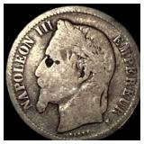 France Napoleon III 1 Silver Franc ABOUT UNCIRCUL