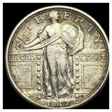 1917-S Silver Standing Liberty Quarter NEARLY UNCI