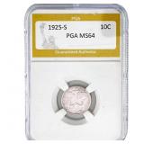 1925-S Mercury Silver Dime PGA MS64