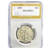 1943 Walking Liberty Half Dollar PGA MS65+
