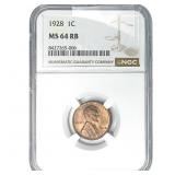 1928 Wheat Cent NGC MS64 RB