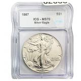 1987  ICG MS70 $1 Silver 1OZ SE