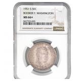 1951-S Booker T Half Dollar NGC MS66+