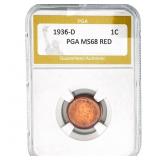 1936-D Wheat Cent PGA MS68 RED