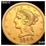 1844-O $5 Gold Half Eagle CLOSELY UNCIRCULATED