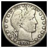 1907 Silver Barber Half Dollar NICELY CIRCULATED