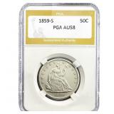 1859-S Seated Liberty Half Dollar PGA AU58