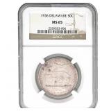 1936 Delaware Half Dollar NGC MS65