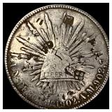 1902 Mexico Silver 1 Peso  NEARLY UNCIRCULATED