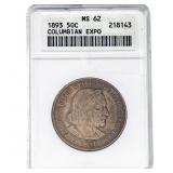 1893 Columbian Expo Half Dollar ANACS MS62