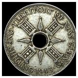 1945 New Guinea Silver 1 Shilling  UNCIRCULATED