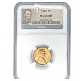 1944 Wheat Cent NGC MS66 RD