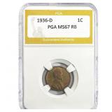 1936-D Wheat Cent PGA MS67 RB