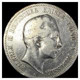 1902-A Germany Silver 5 Marks NEARLY UNCIRCULATED