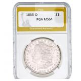 1888-O Morgan Silver Dollar PGA MS64