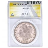 1881-O Morgan Silver Dollar ANACS AU58