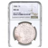 1886 Morgan Silver Dollar NGC MS66