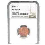1941 Wheat Cent NGC MS66 RD