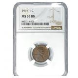 1916 Wheat Cent NGC MS65 BN