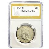 1949-D Franklin Half Dollar PGA MS65 FBL