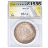 1921-S Morgan Silver Dollar ANACS MS62