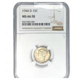 1944-D Mercury Silver Dime NGC MS66 FB