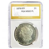 1878 8TF Morgan Silver Dollar PGA MS65 PL