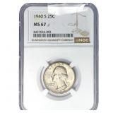 1940-S Washington Silver Quarter NGC MS67