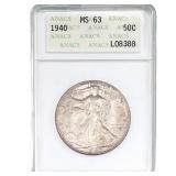 1940 Walking Liberty Half Dollar ANACS MS63