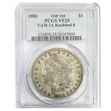 1880 Morgan Silver Dollar PCGS VF25 Knobbed 8