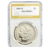 1891-O Morgan Silver Dollar PGA MS63+