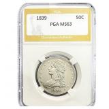 1839 Capped Bust Half Dollar PGA MS63