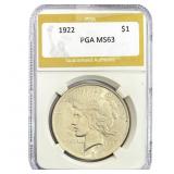 1922 Silver Peace Dollar PGA MS63