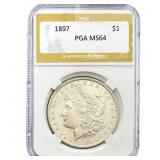 1897 Morgan Silver Dollar PGA MS64