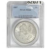 1887 Morgan Silver Dollar PCGS MS66